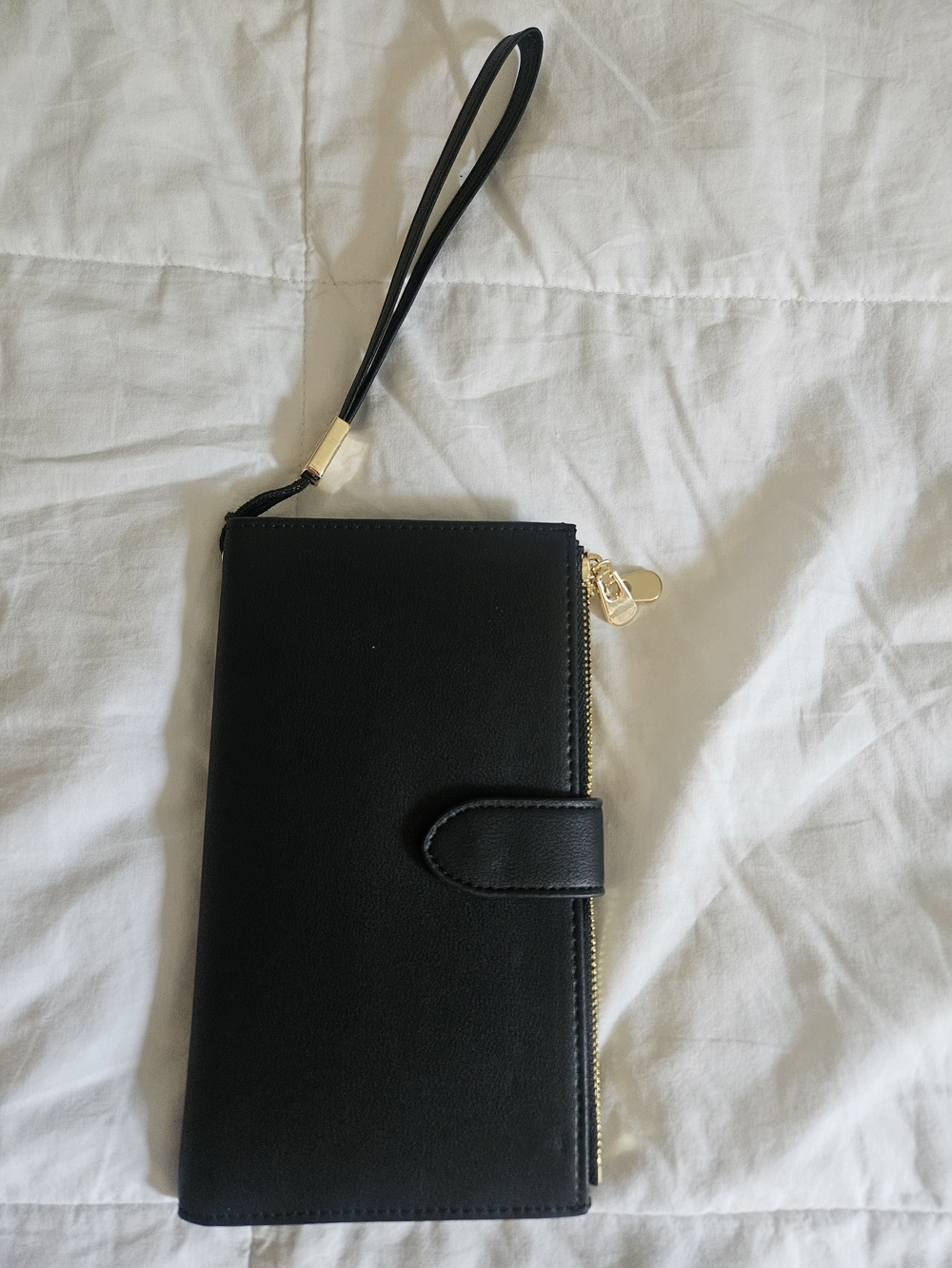 Source Unknown Black Wristlet Wallet with Gold Hardware